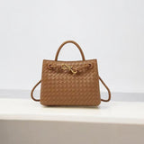 Alyn | Black Woven Mini Leather Tote Bag – Effortless Elegant and Timeless Appeal