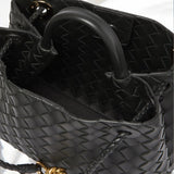 Alyn | Black Woven Mini Leather Tote Bag – Effortless Elegant and Timeless Appeal