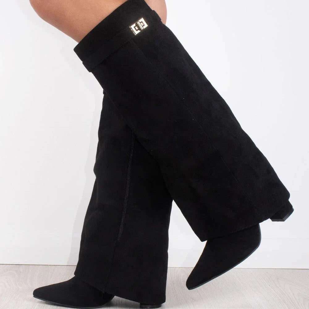 Elvira Enkellaarsjes voor Dames | Elegante laarzen met plateauzool, blokhak en rits