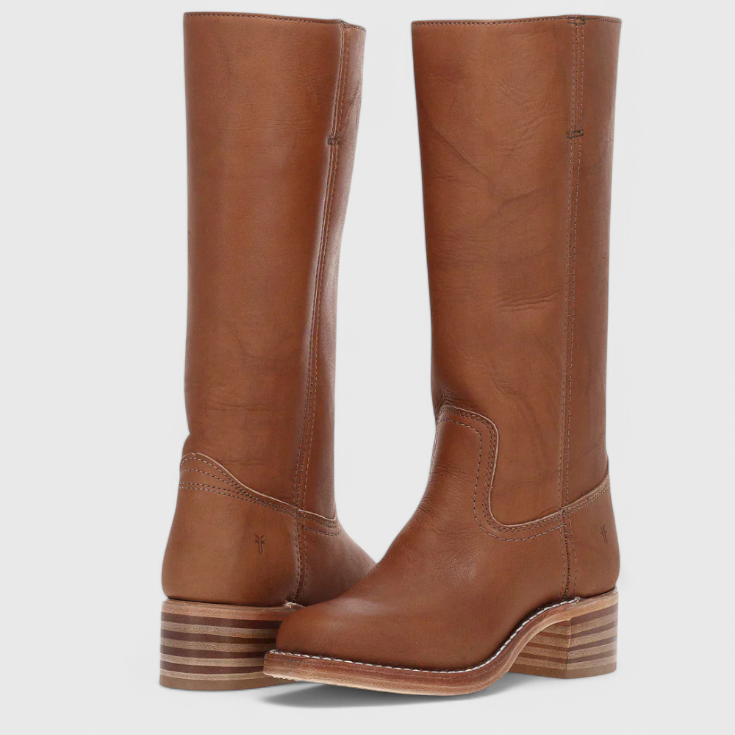 Dames Kuit Hoge Laarzen met Gestapelde Hak en Klassieke Ronde Neus