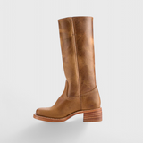 Dames Kuit Hoge Laarzen met Gestapelde Hak en Klassieke Ronde Neus