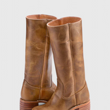 Dames Kuit Hoge Laarzen met Gestapelde Hak en Klassieke Ronde Neus