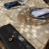 Isla | Zwarte Geweven Leren Schoudertas – Moderne Luxe