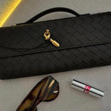 Isla | Zwarte Geweven Leren Schoudertas – Moderne Luxe