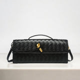 Isla | Zwarte Geweven Leren Schoudertas – Moderne Luxe